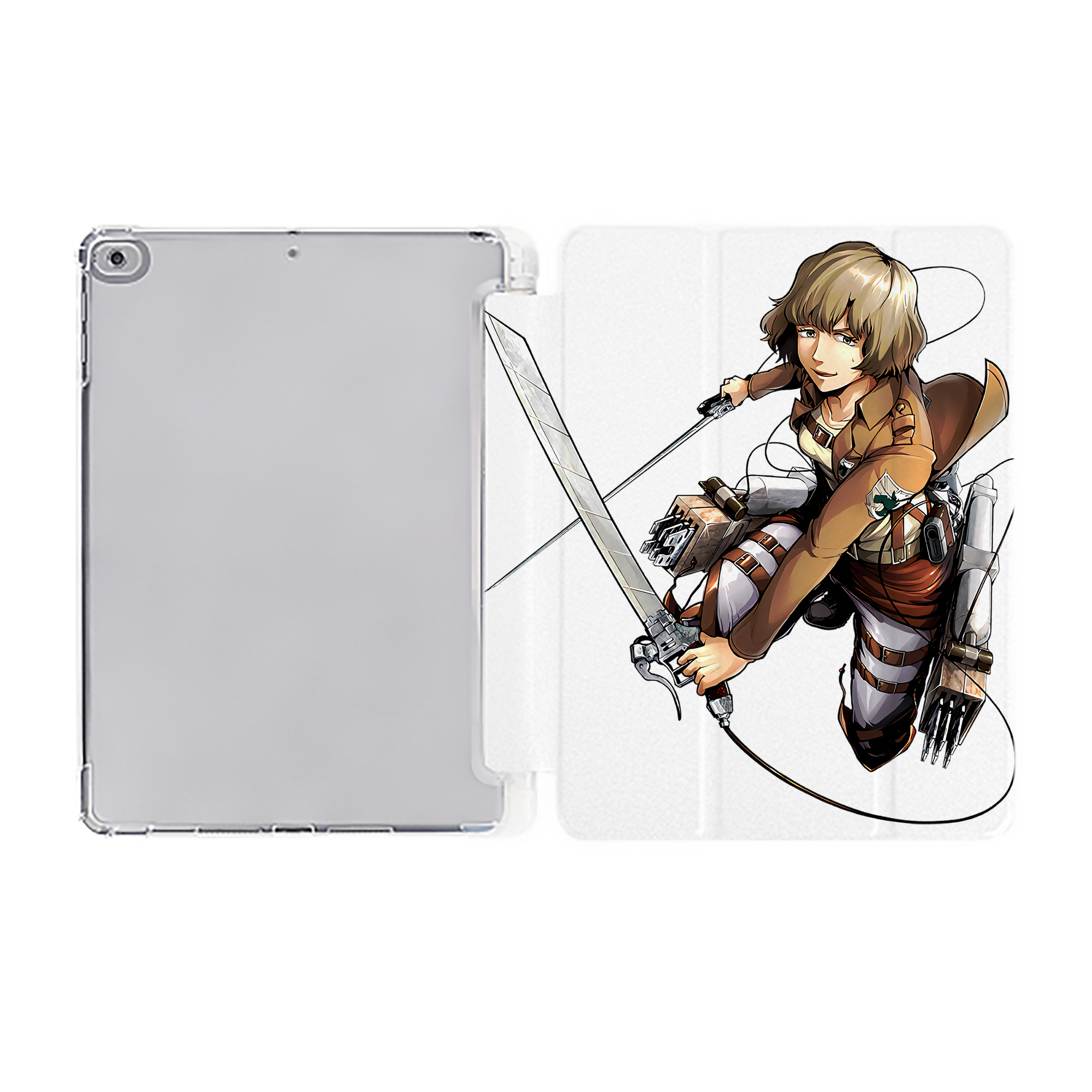 （画像用） 進撃の巨人 ヒツチ Attack on Titan Hitch IPad ケース ペン収納付き 三つ折りスタンド PUレザー×シリコン 対応機種9.5/10.5/10.9インチ